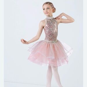 Weissman Beautiful Dreamer pink and tan dance costume - size IC